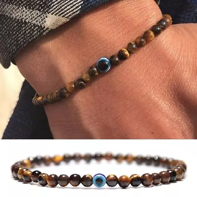 6mm Beads Tiger Eye Turquoise Natural Stone Bracelet Bangle Men Jewelry Gift • $2.23