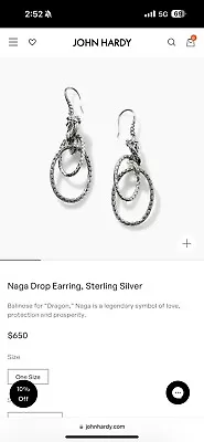 John Hardy Naga Drop Earrings • $395