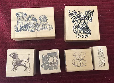 Wooden Rubber Stamps Lot Of 6 Dog Stamps • $2.50