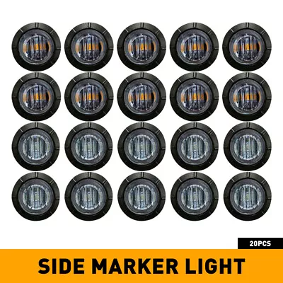 20X 3/4  12V Marker Lights LED Truck Trailer Round Side Bullet Light Amber Red • $137.99