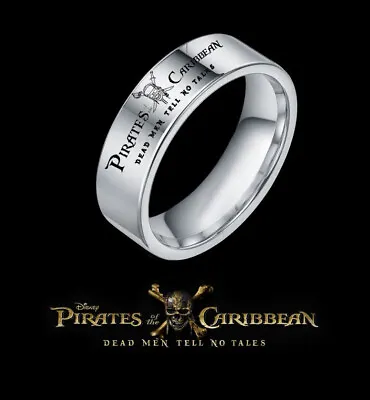 The Pirates Of The Caribbean Jack Sparrow Stainless Steel Laser Etched Ring • £12.45