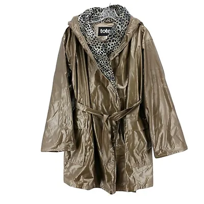 TOTES Hooded Raincoat Golden Brown Sheen Belted Size S/M • $26.54