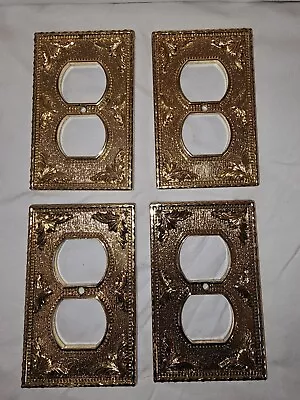 4 Vintage Cast Metal Gold Scroll Outlet Cover Plates By The Buckler's 5th Ave NY • $59.99
