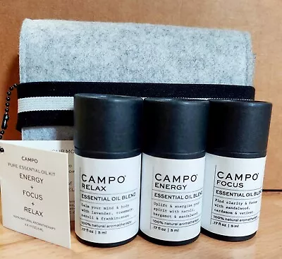 $15.99 • Buy Campo Pure Essential Oil Kit 3 X .17 Oz Energy Focus Relax 100% Natural