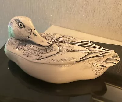 Hand Carved & Etched Mallard Duck Trinket Box See Etched Tablet Inside  • £10.95