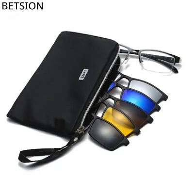 5pcs Clip-on Sunglasses Metal Eyeglasses Frames Men Magnetic Polarized Glasses • $16.62