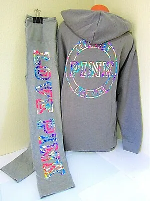 Victoria Secret Pink NEON TIE DYE PULLOVER HOODIE SWEAT SHIRT LEGGING XL XXL SET • $129.99