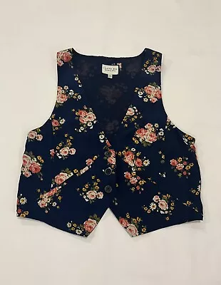 I Love H81 Womens Blue Floral Vest - Size Medium Pre Owned Top Vest • $19