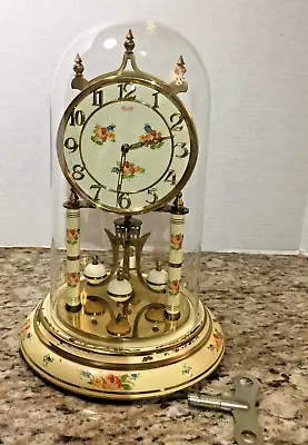 Vntg Kundo Wedding Clock 400 Day Anniversary Mantel Clock Ivory Floral Working! • $99.99