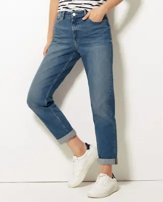 £13.99 • Buy M&S (Marks And Spencer) Mid Rise Straight Leg Ankle Grazer Jeans Med Indigo 16