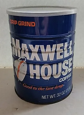 Vtg Maxwell House Drip Grind Coffee 2 Pound Storage Tin Can W/Lid Advertising • $8