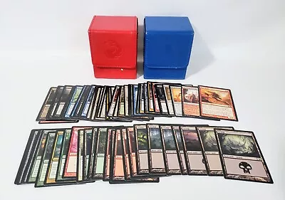 2010 ULTRA PRO Magic The Gathering MTG RED & BLUE MANA FLIP BOX W/67 CARDS • $10