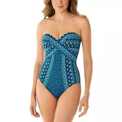 Miraclesuit Mosaica Seville Bandeau One Piece Swimsuit 6524197  14 NEW No Tag • $31.11