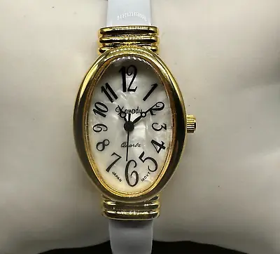 Zanadu Watch Women Gold Tone Oval Dial White Cuff Band New Battery 6.25  • $13.99