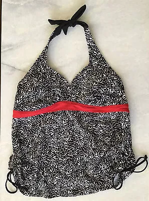 Liz Lange Maternity LARGE 12/14 Drawstring Padded Halter Tankini Swim Top Black • $13