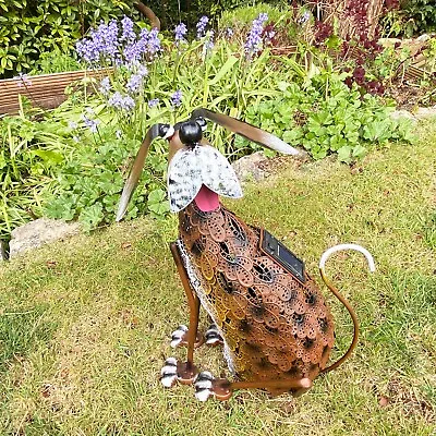 Dog Solar Garden Light Up LED Animal Outdoor Puppy Statue Patio Ornament • £16.99