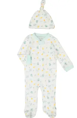 £13 • Buy Kyle & Deena Baby Girl/Boys Green Vegetable All In One Set With Hat 3-6 & 6-9 Mt