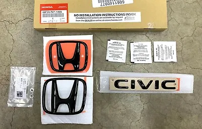 Genuine OEM Honda Civic 5dr Hatch Gloss Black Logo Emblem Set 08F20T47100A 22 24 • $102.95