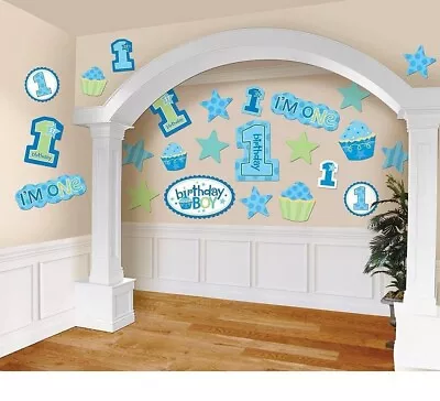 30 Pieces Blue Boys First 1st Birthday Party Stars Cupcakes Wall Decorations • $7.95