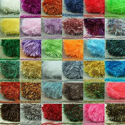 £2.98 • Buy Quality Chunky Tinsel Knitting Eyelash Wool Yarn Trim Edge Glitter Faux Fur 50g