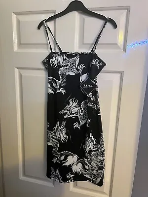Zaful Forever Young Womens Short Slip Dress Black With Dragon Size Medium NWT • £9.99