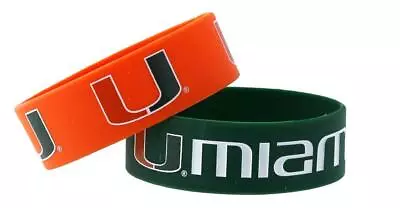 Miami Hurricanes Silicone Bracelets 2 Pack Wide [NEW] NCAA Jewelry Bracelet • $8.95