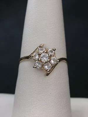 Unique 10k Yellow Gold Cubic Zirconia Flower Ring. Make Offer! #2267 • £120.53