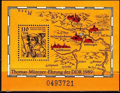 DDR 1989 Sc2736 MiBlk97 1 SS Mnh Thomas MuntzerReligious Reformer • $2
