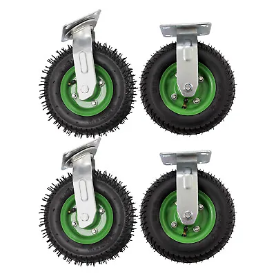 8 Inch Heavy Duty Industrial Rubber Caster Wheels4 Pack Rubber Inflatable • $58.24