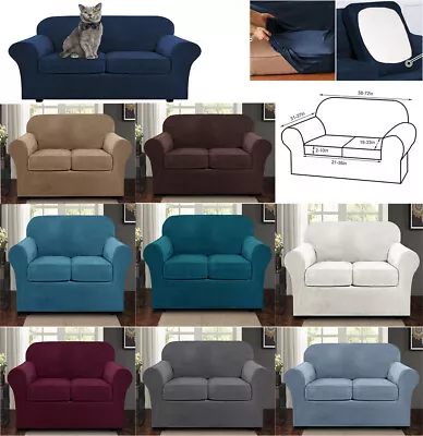 2-Seat Stretch Plush Velvet Sofa Covers Couch Slipcover Chair Protector • $39.99