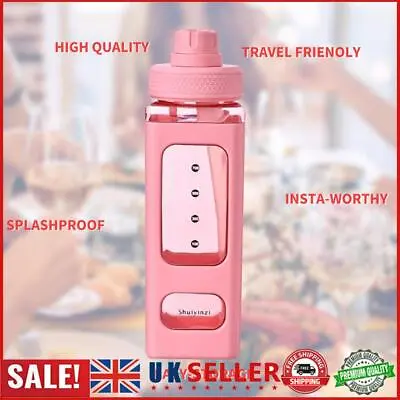 Water Bottle 23.6 Oz Large Capacity Bottle Straw & Lovely Sticker (Pink) GB • £7.99