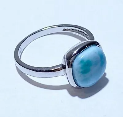 R90808B Dominican Republic Natural Caribbean Larimar Sterling Silver Ring • $40