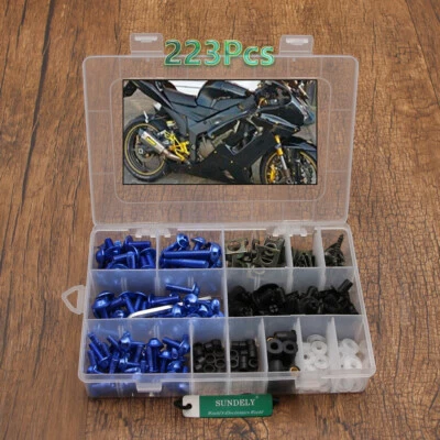 £19.52 • Buy 223x Motorcycle Bike Blue Windscreen Fairing Bolts Kit Fastener Clips Screws Kit