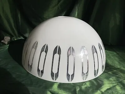 Vintage 70s Lampshade * White & Silver * Large  Round Pendant • £55