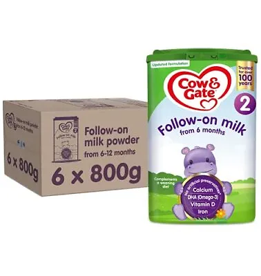 Cow & Gate2 FollowOn Baby Milk Powder Formula 6-12 Months 800g 6 PackFREE UK P&P • £75.99