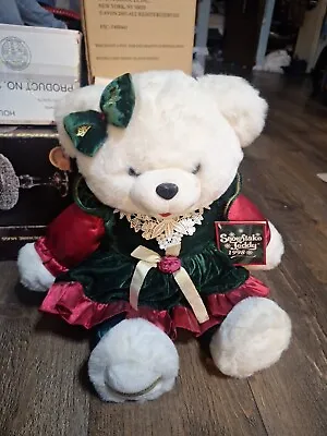  Vintage 1998 Christmas Snowflake  Teddy  Bear Plush Stuffed Animal  W/ Tags. • $38.79