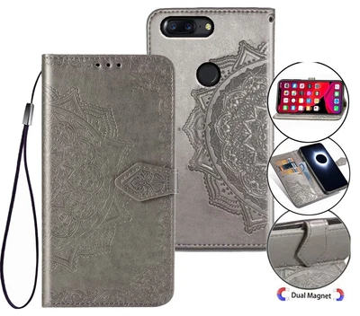 $6.95 • Buy Oneplus 5T Wallet Case Embossed Pu Leather Half Mandala