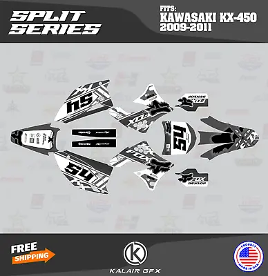 Graphics Kit For KAWASAKI KX450F (2009-2011) KX 450F Split- Smoke • $158.47