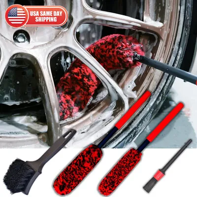 4PCS Car Wheel Brush Rims Tire Seat Engine Wash Cleaning Kit Auto Detailing Tool • $19.99