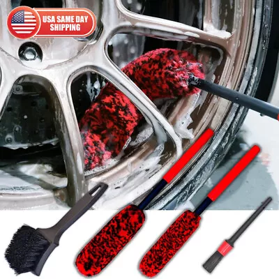 4X Car Wheel Brush Rims Tire Seat Engine Wash Cleaning Kit Auto Detailing Tool • $14.99