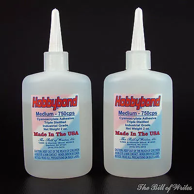 MEDIUM CA -  Super Glue  - Hobbybond - (TWO) - 2 Oz. Bottles - Cyanoacrylate • $17.49