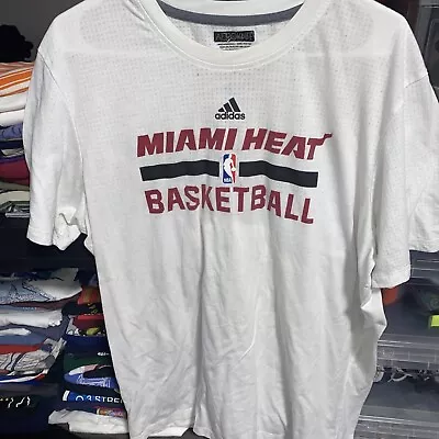 Adidas Aeroknit NBA Miami Heat Mens Short Sleeve T Shirt White Used Men’s XL • $14