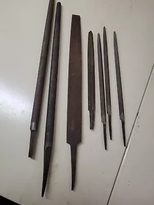 Vintage Lot Of 7 Metal Machinist Files Round Flat Triangular  • $19.99