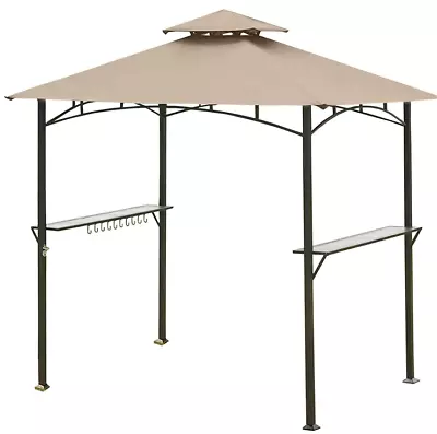 5FT X 8FT Double Tiered Canopy Grill BBQ Gazebo Roof Top Polyester • $53.99