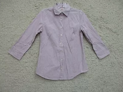 J Crew Button Up Shirt Small Adult Pink Haberdashery Stretch 3/4 Sleeve Womens S • $8.11