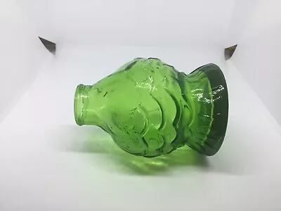 Wheaton Green Glass Fish Bottle 3 1/2” Tall X 2 1/2” Wide Vintage • $12