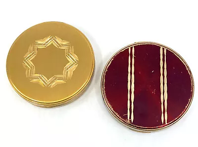 Margaret Rose Pressed Powder Compact X 2 England 1950s Signed Puffs Sifters Vtg • $35