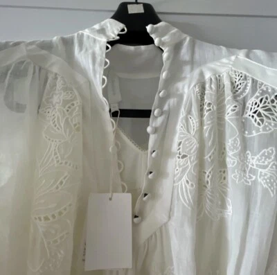 $335 • Buy Zimmermann White Embroidered Dress   Size 0