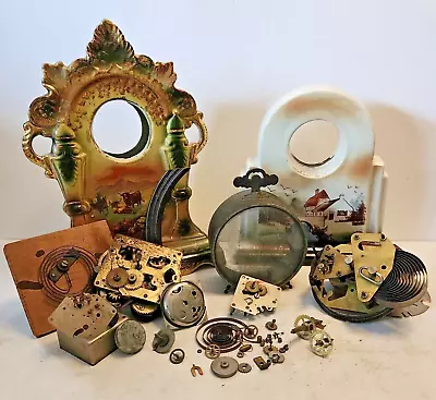 Vintage Mixed Lot Of Clock Parts For Steampunk Art • $20