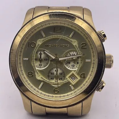 Michael Kors Oversized Runway Chronograph Watch 45mm Date Gold Tone MK-8077(V55) • $29.95